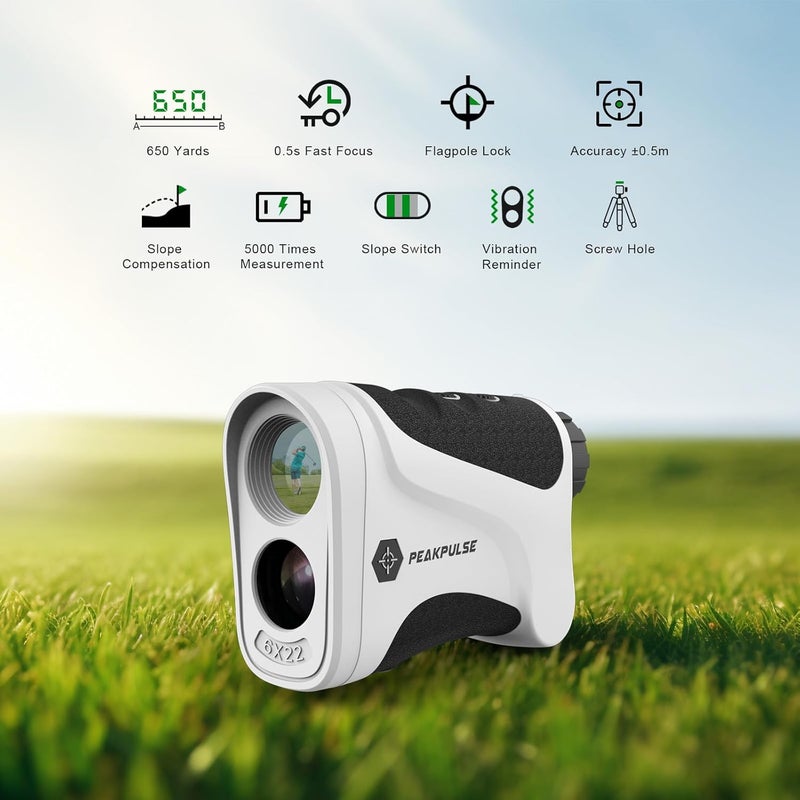 PEAKPULSE Golf Rangefinder 650/1200/1700 Yards Range Finder Golfing 6X Magnification 0.5 Yard Accuracy Flag Pin Lock Vibration Fast Focus High Clarity Display Easy to Use - Image 2
